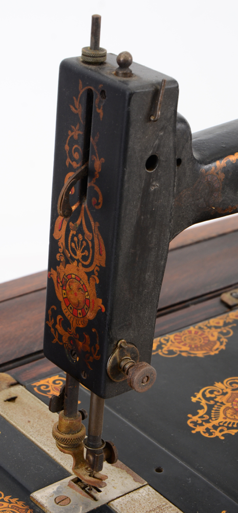 Antique Steinkamp Sewing Machine in Oak Table