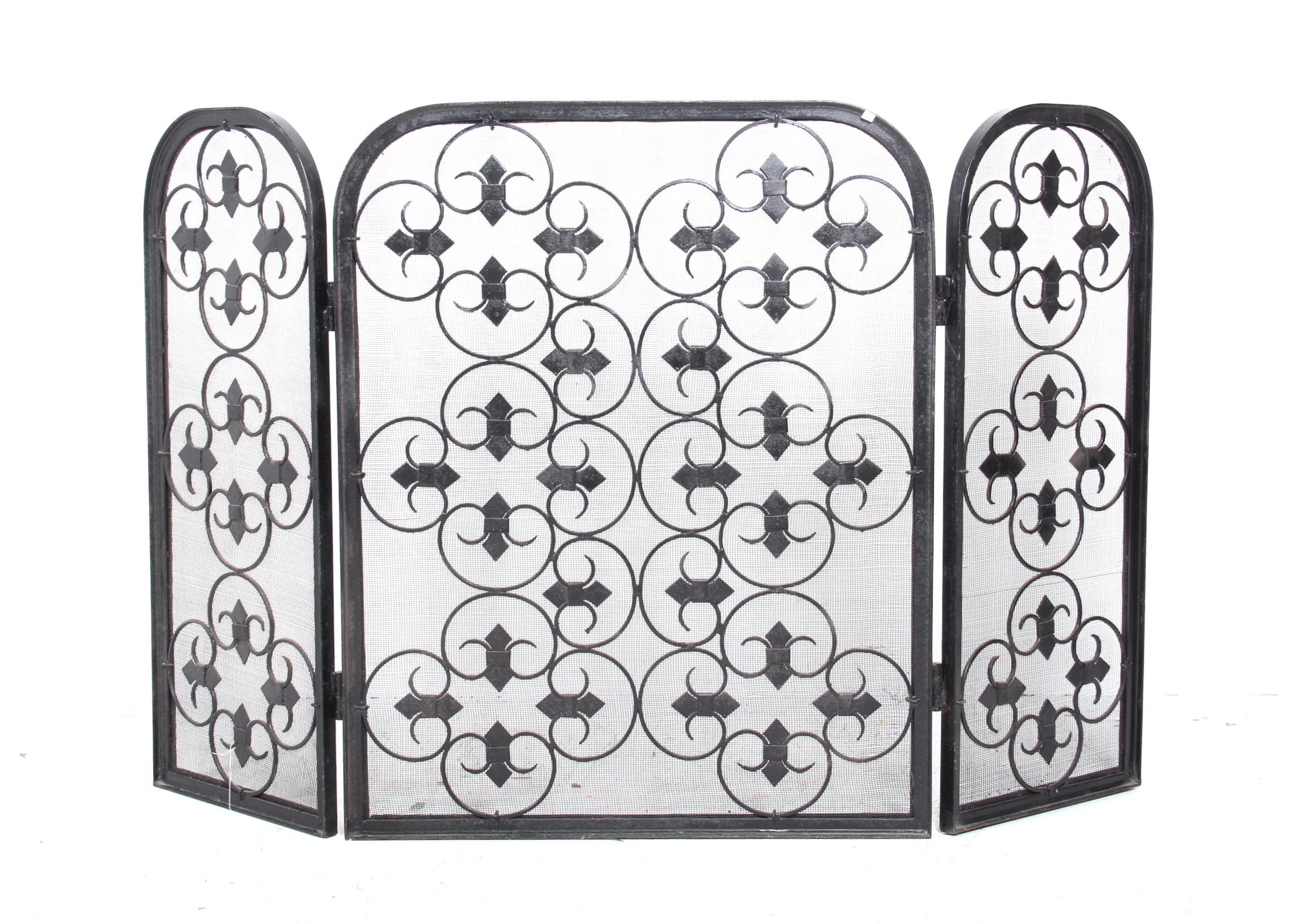 Vintage Black Metal Fireplace Screen