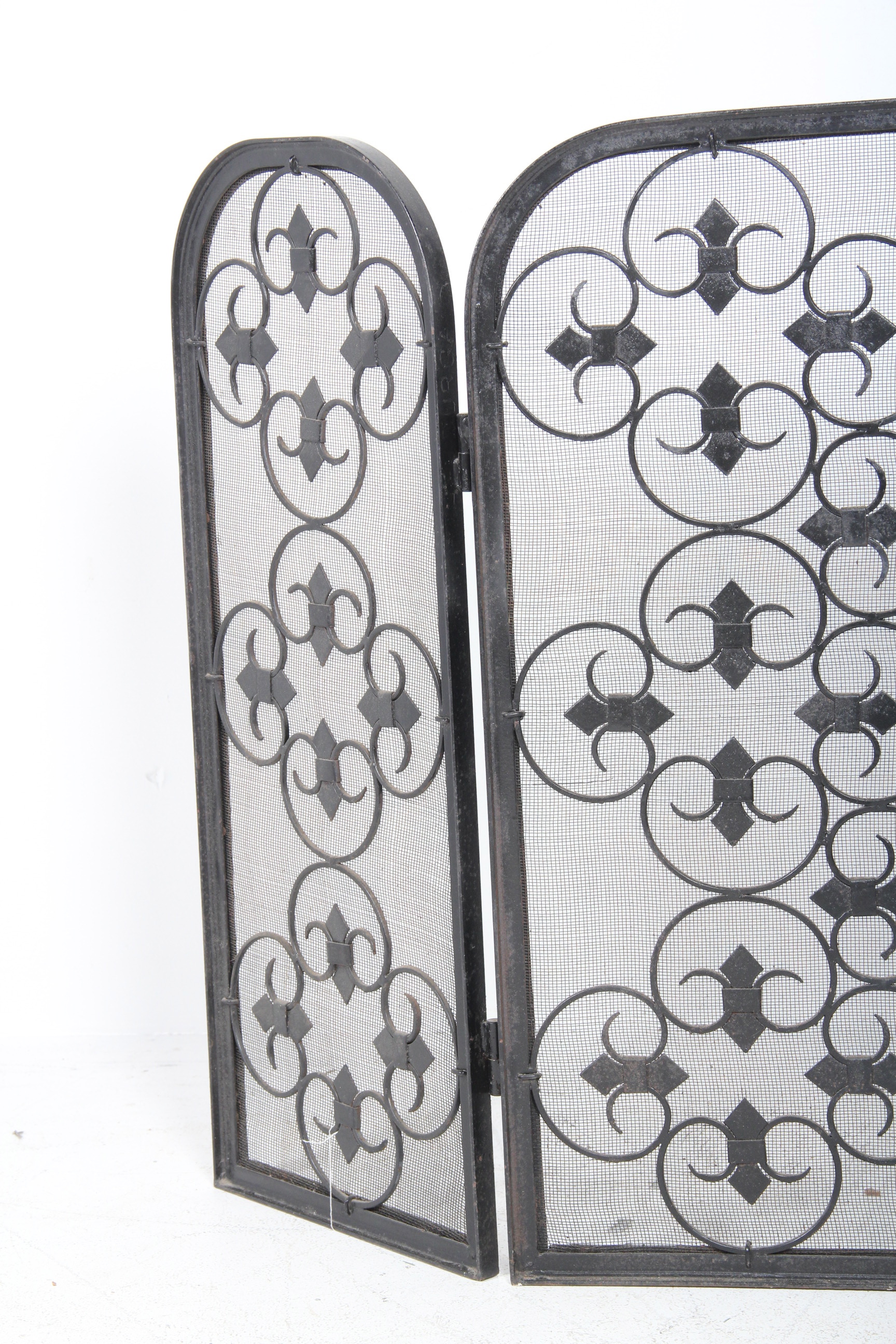 Vintage Black Metal Fireplace Screen