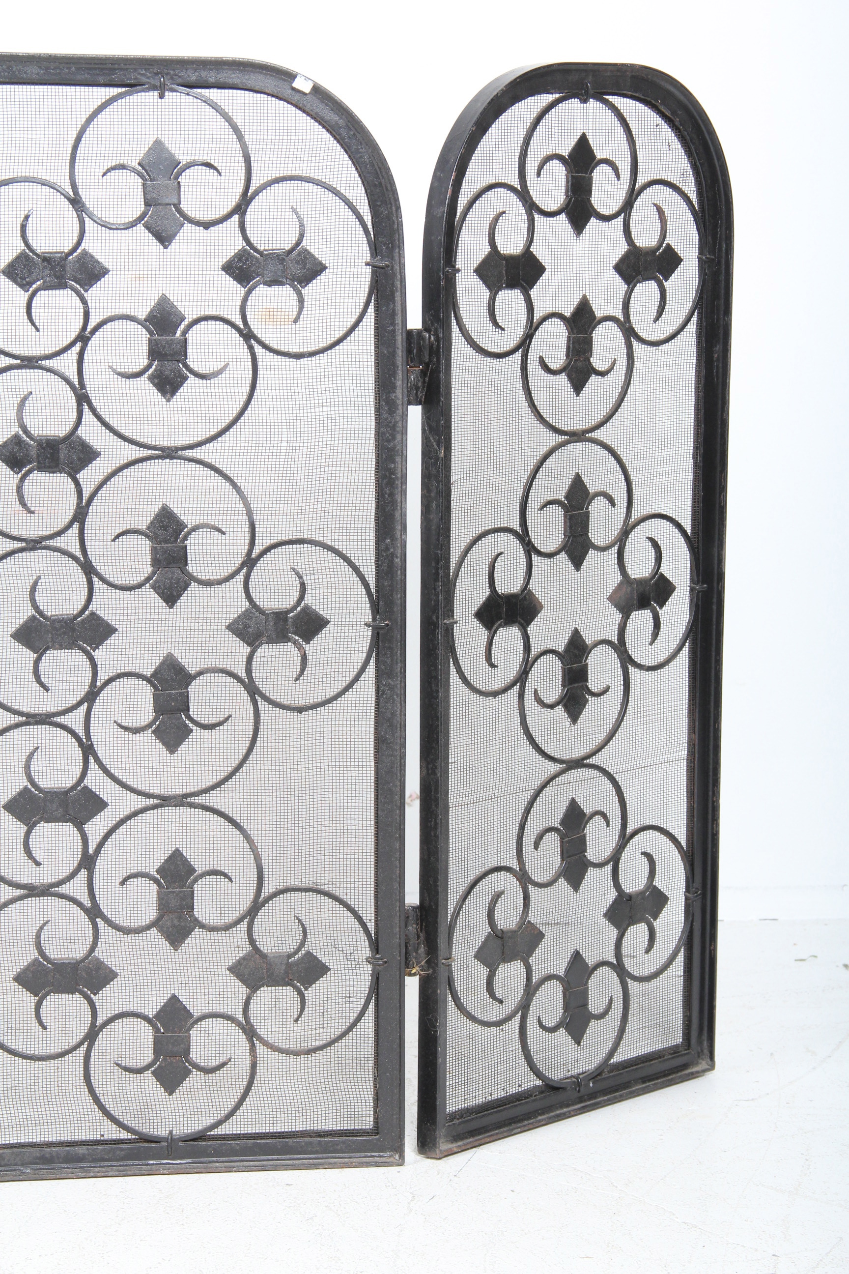 Vintage Black Metal Fireplace Screen