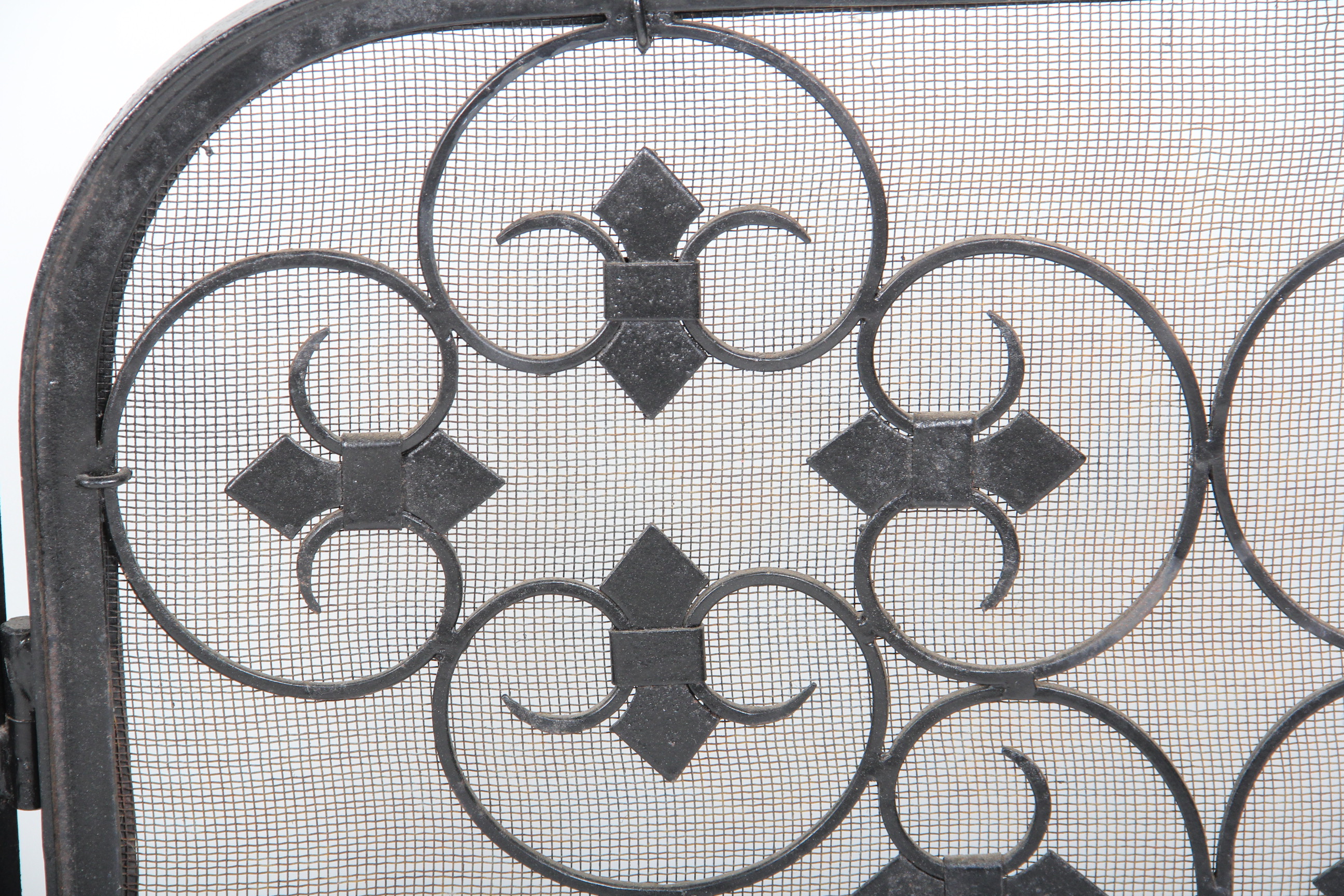 Vintage Black Metal Fireplace Screen