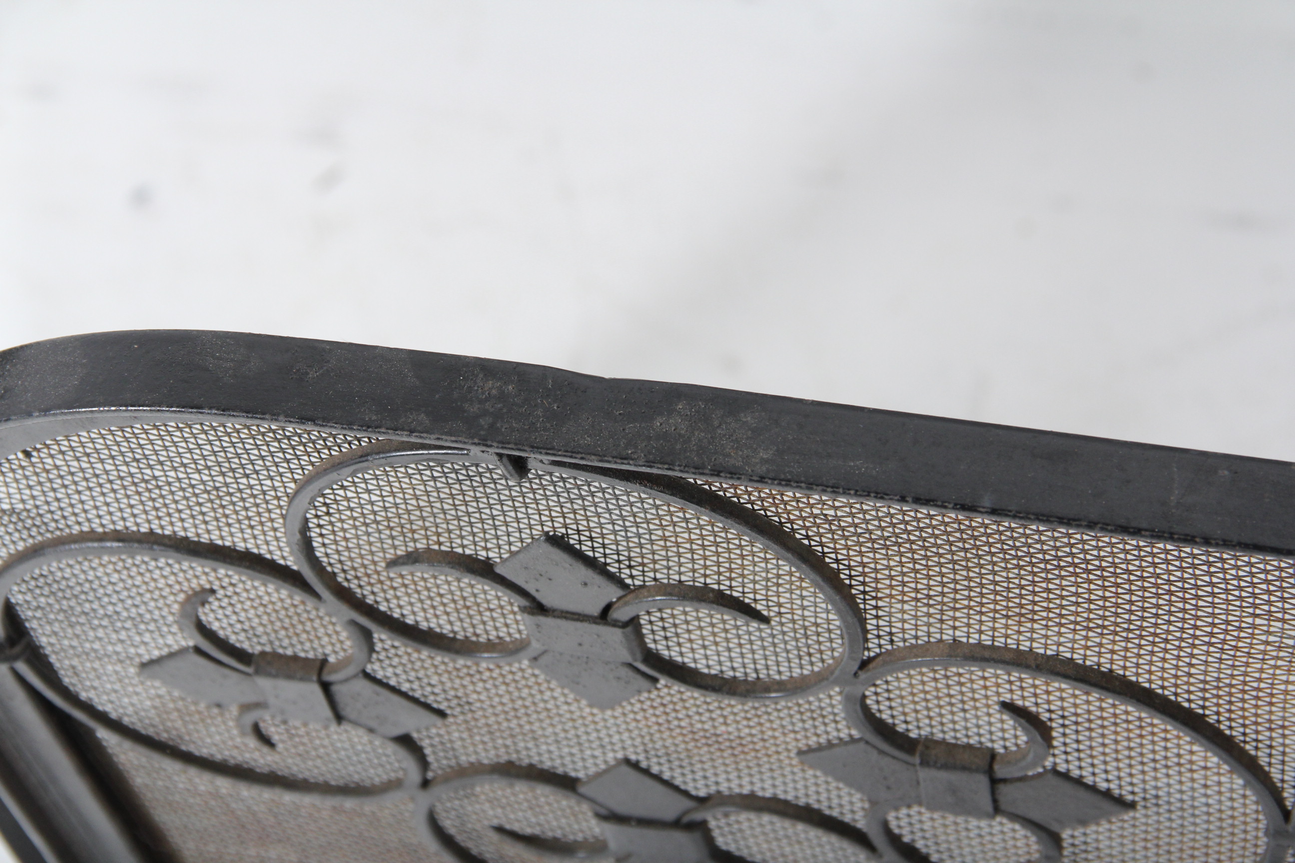 Vintage Black Metal Fireplace Screen