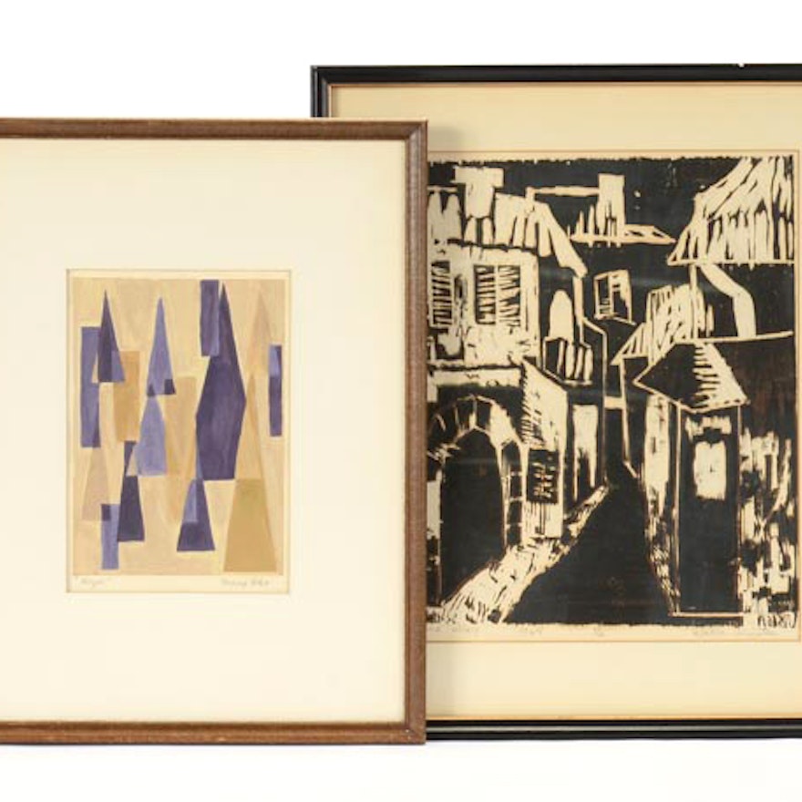 Two Mid Century Modern Framed Artworks