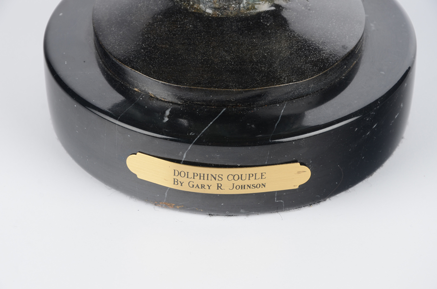 Gary R. Johnson Cast Bronze Sculpture, "Dolphins Couple"