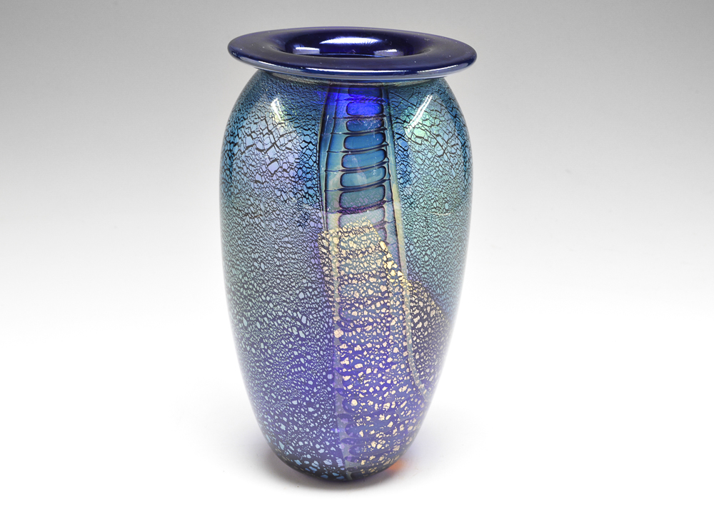 Robert Eickholt Blue Art Glass Vase