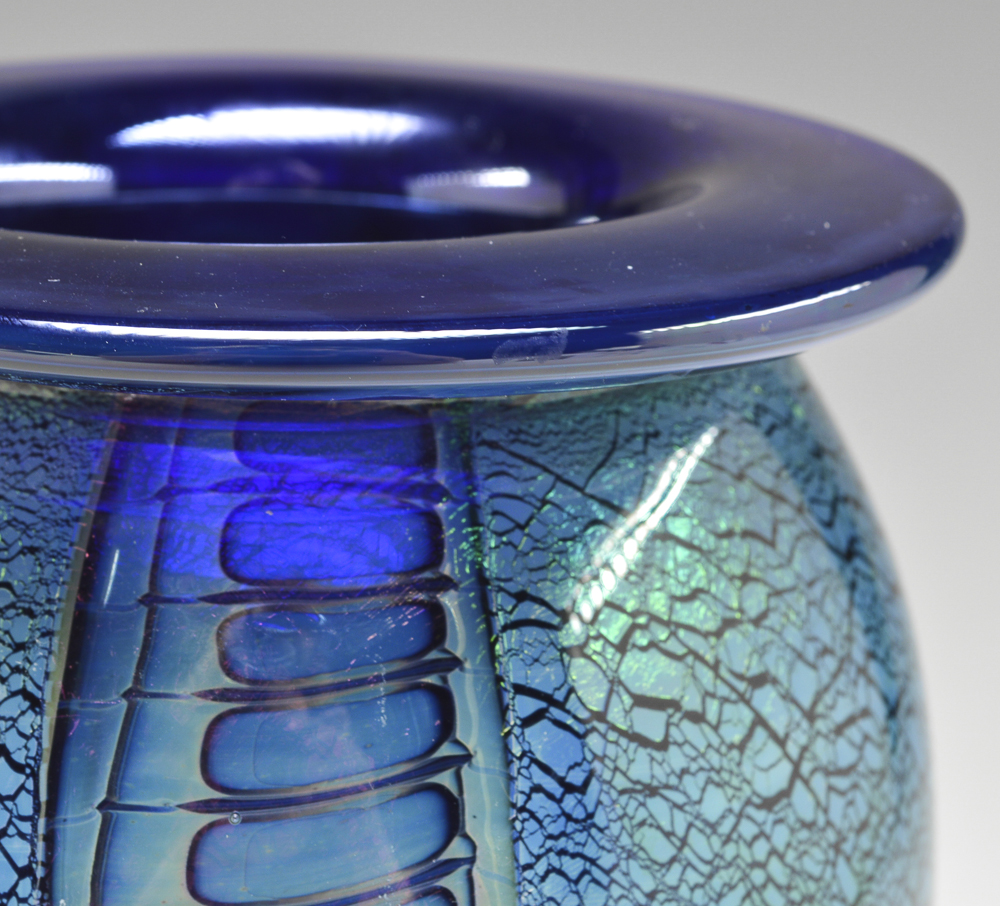 Robert Eickholt Blue Art Glass Vase