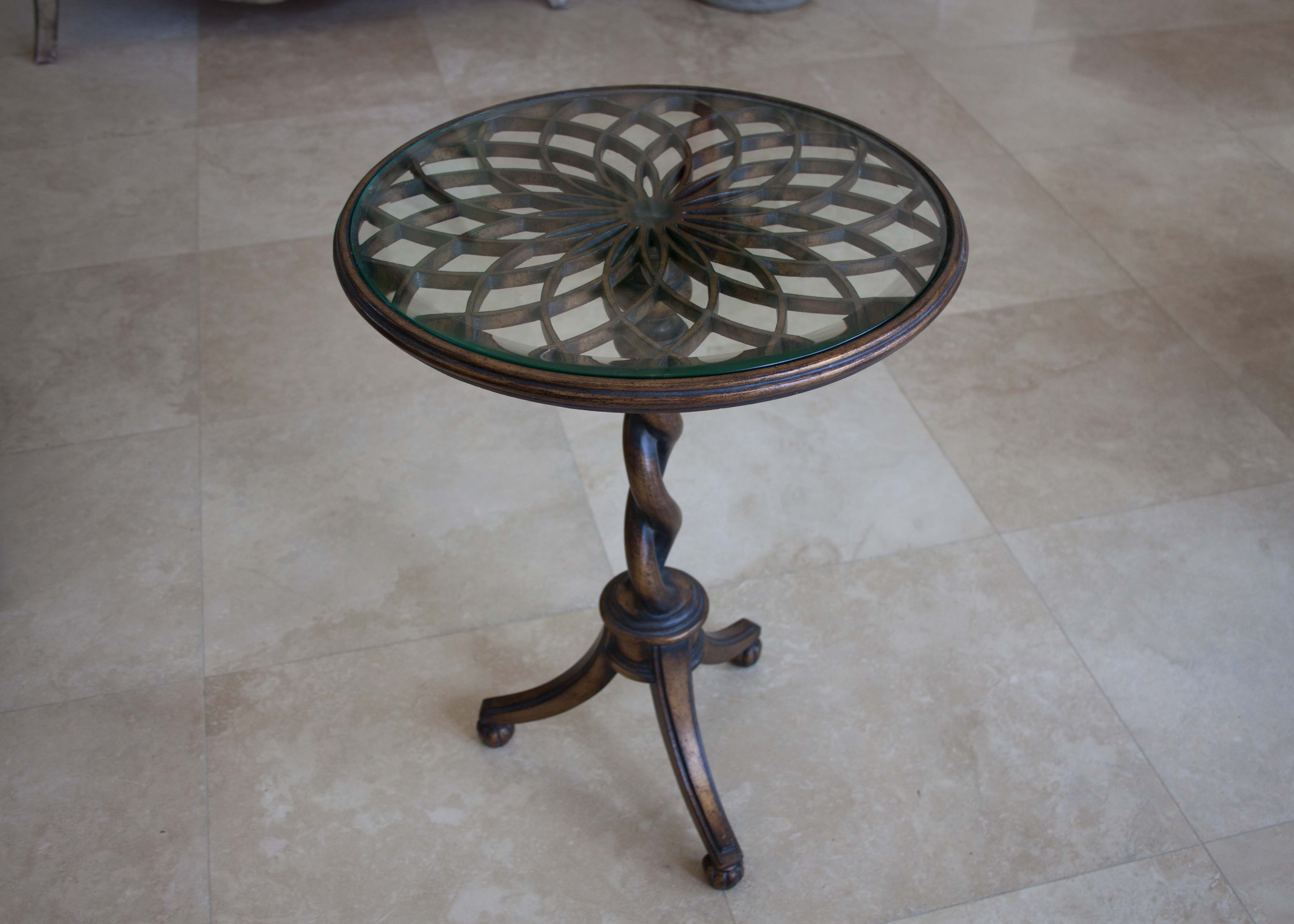 Mandala Glass Side Table