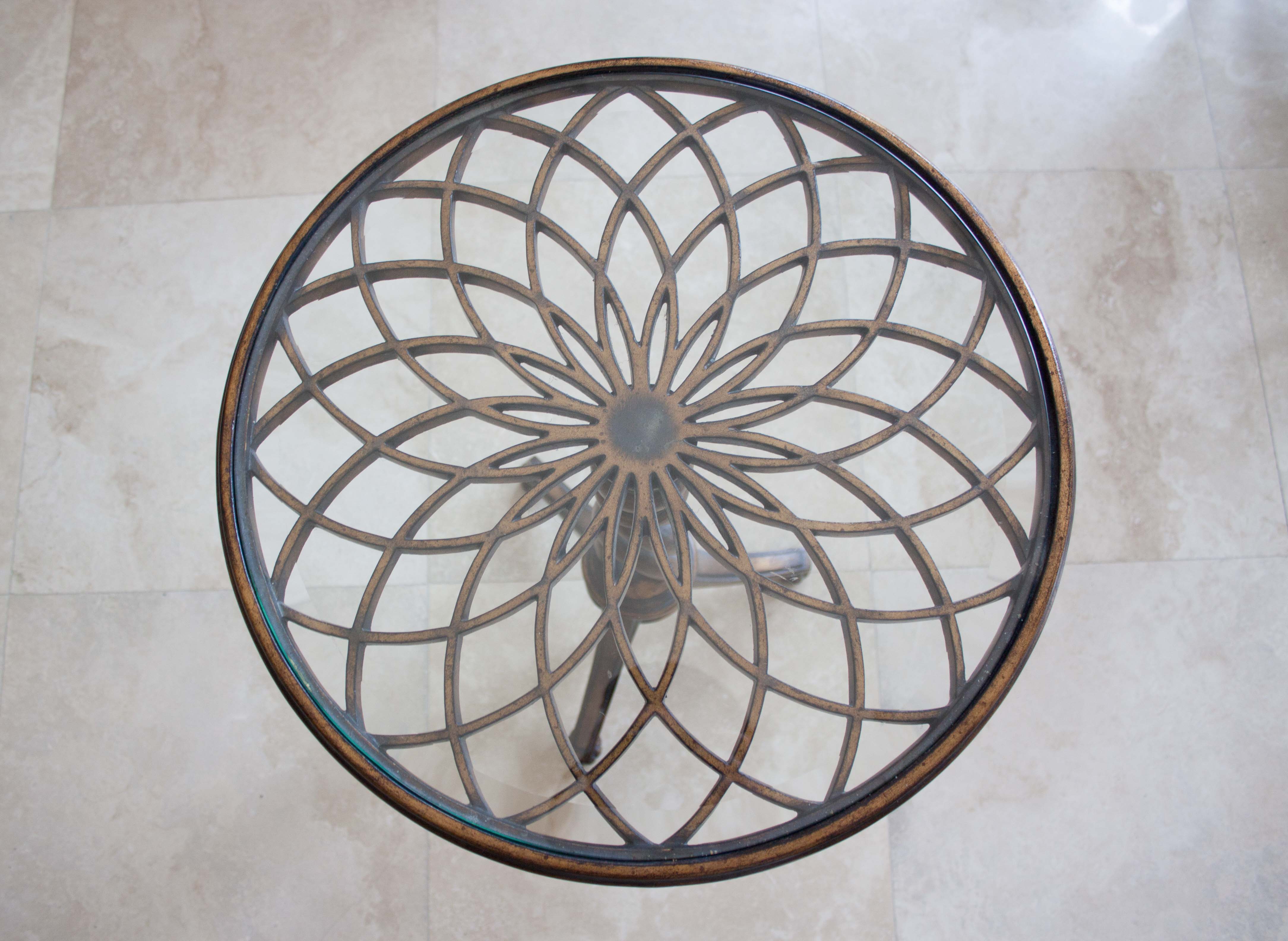 Mandala Glass Side Table