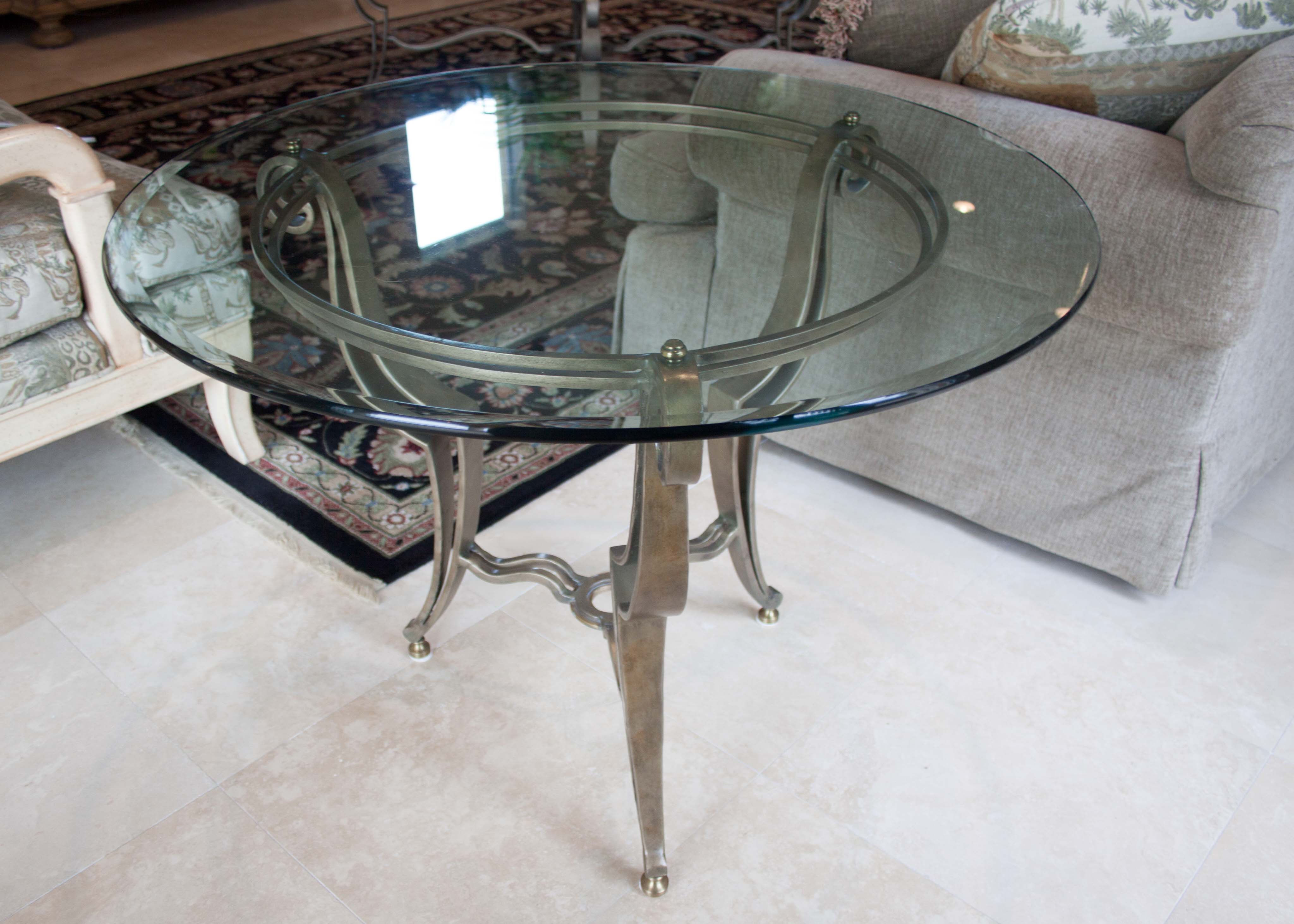 Modern Side Table With Scrolling Metal Base