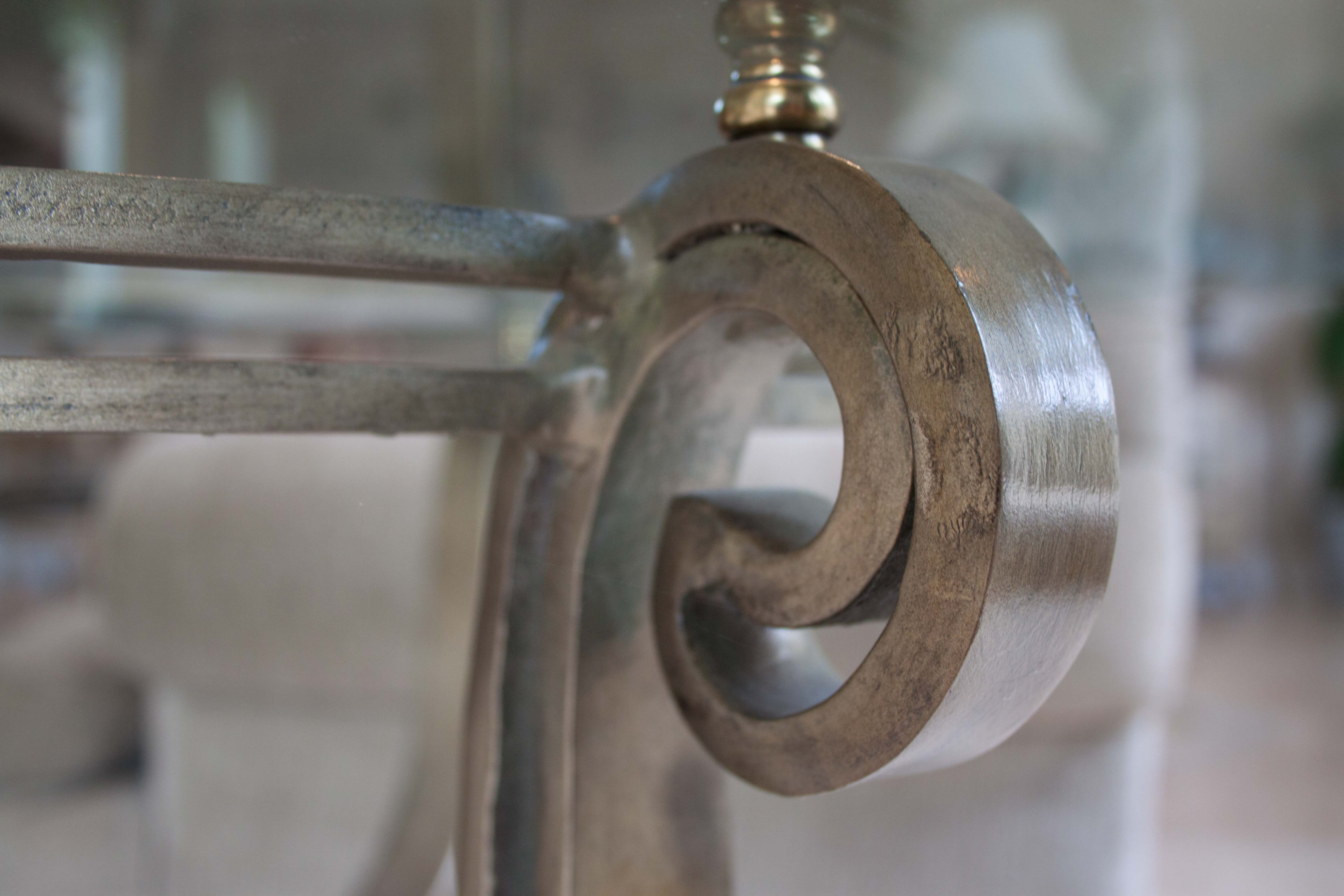 Modern Side Table With Scrolling Metal Base