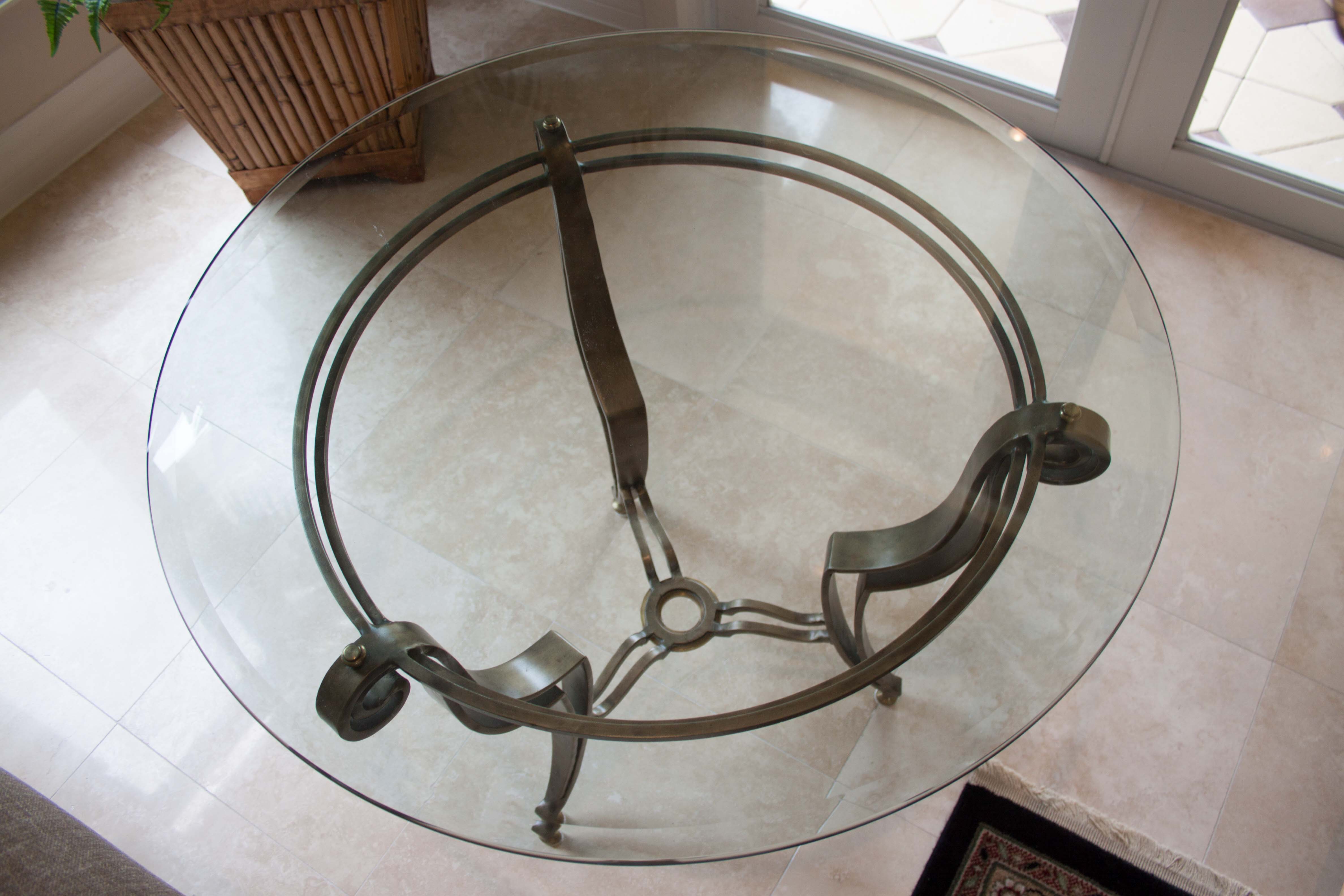 Modern Side Table With Scrolling Metal Base