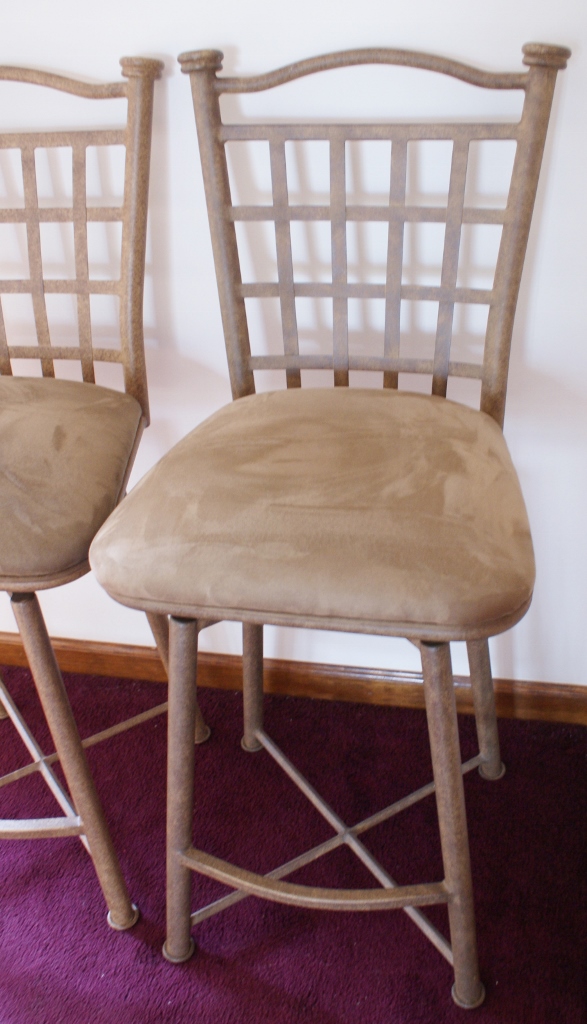 Pair Of Iron Swivel Bar Stools
