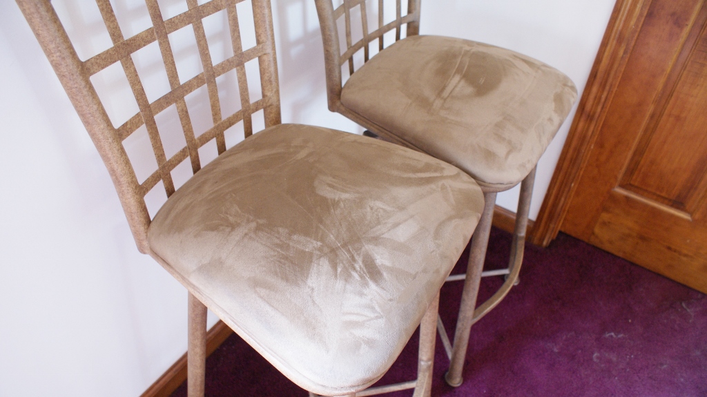 Pair Of Iron Swivel Bar Stools