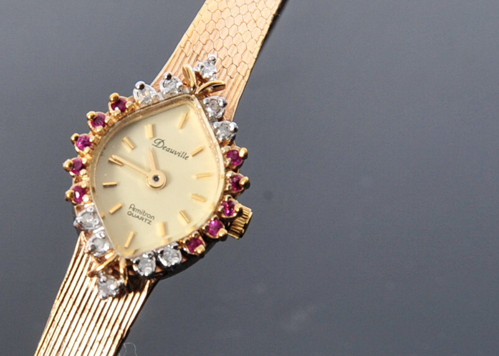 Vintage Ruby and Diamond Italian Deauville Watch