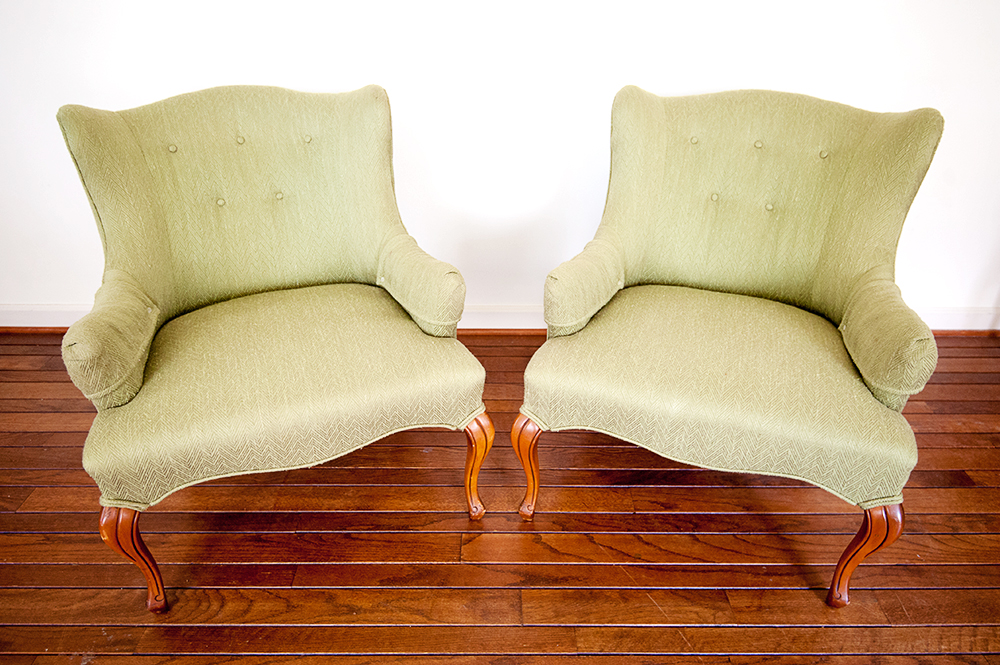 Mid-Century Green Tufted Club Chairs