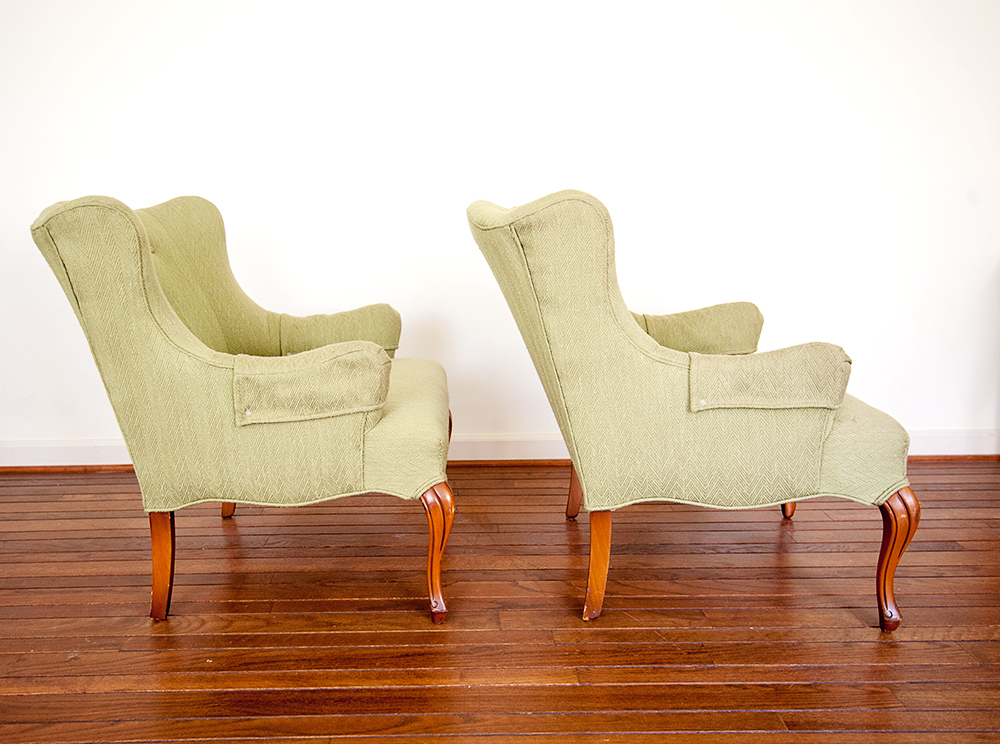 Mid-Century Green Tufted Club Chairs