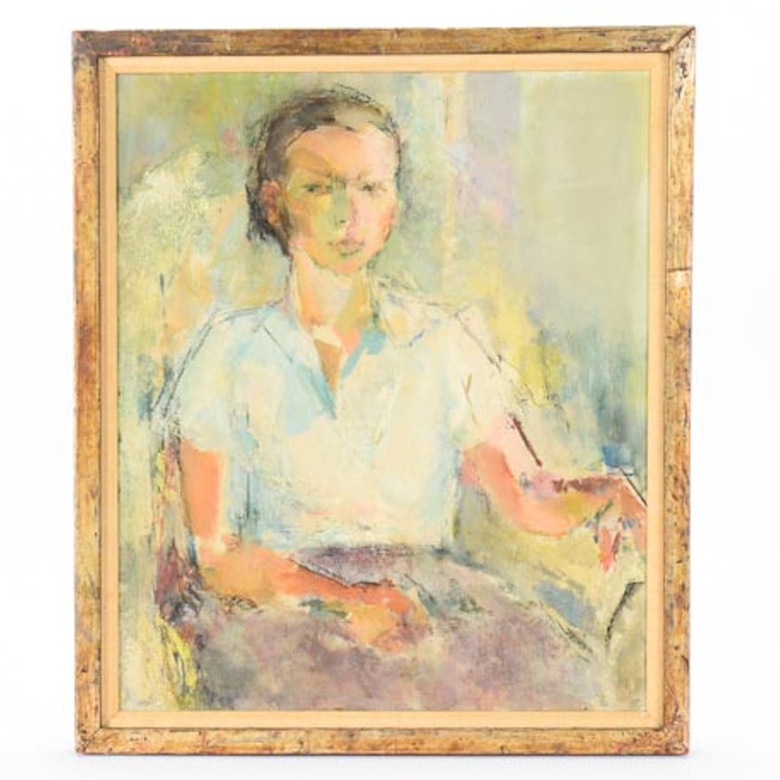 "Grace" Mid Century Modern Oil Portrait on Canvas
