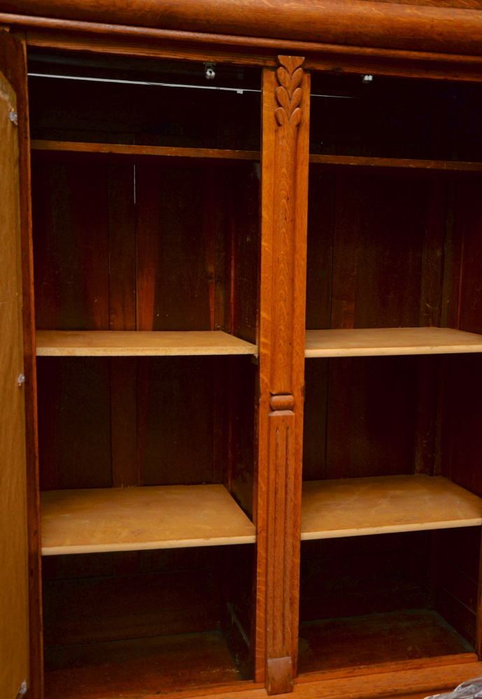 Late Victorian Oak Knock-Down Mirrored Wardrobe