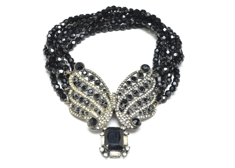 Vintage Marla Black Faceted Glass Choker