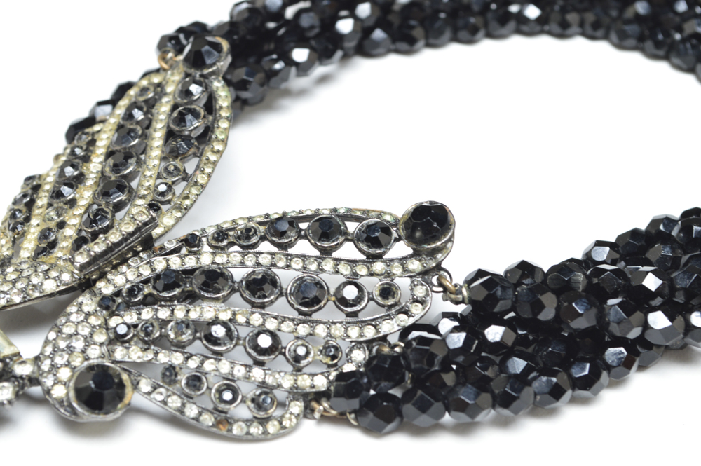 Vintage Marla Black Faceted Glass Choker