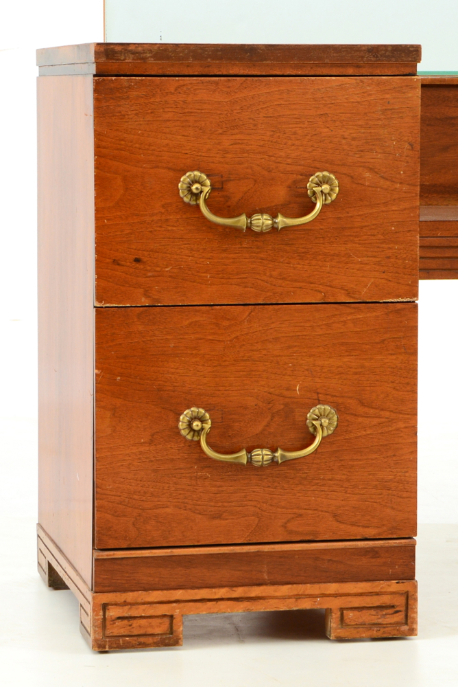 Mid-Century Walnut Vanity with Stool
