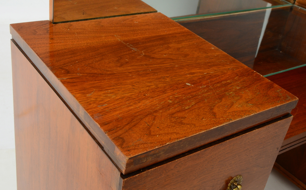 Mid-Century Walnut Vanity with Stool