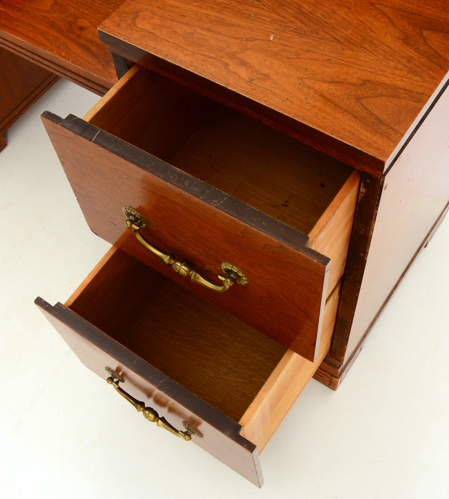 Mid-Century Walnut Vanity with Stool