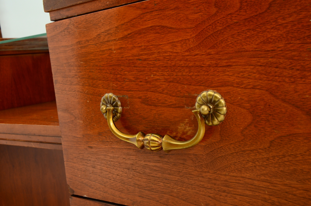 Mid-Century Walnut Vanity with Stool