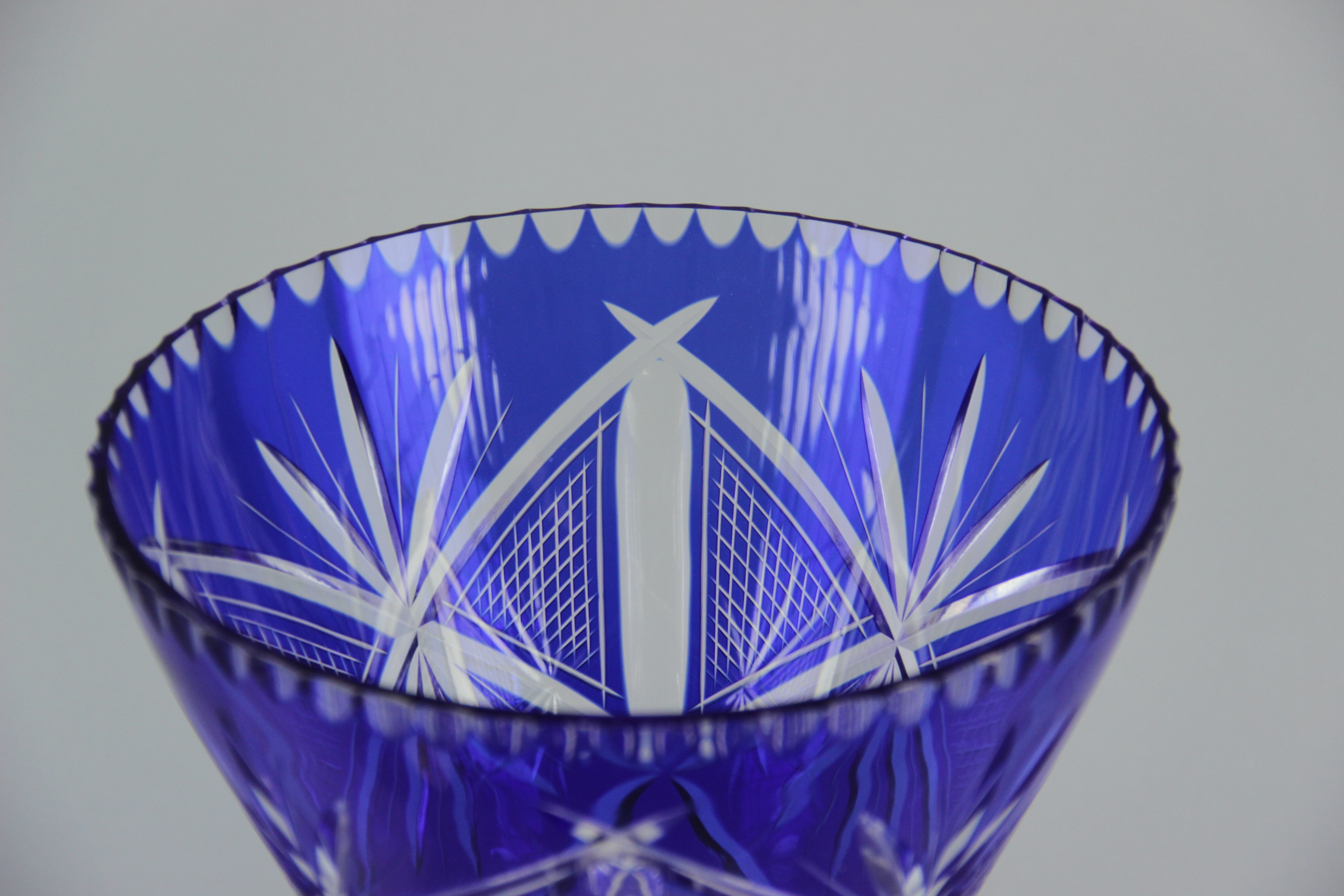 Blue Etched Glass Vase