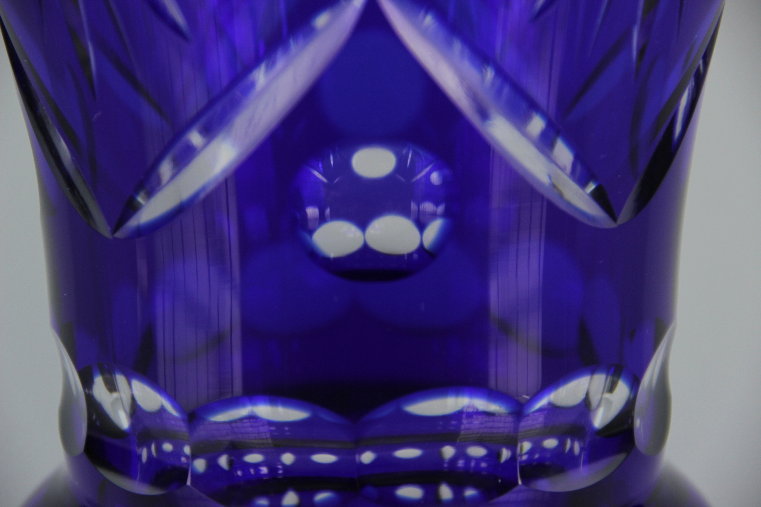 Blue Etched Glass Vase