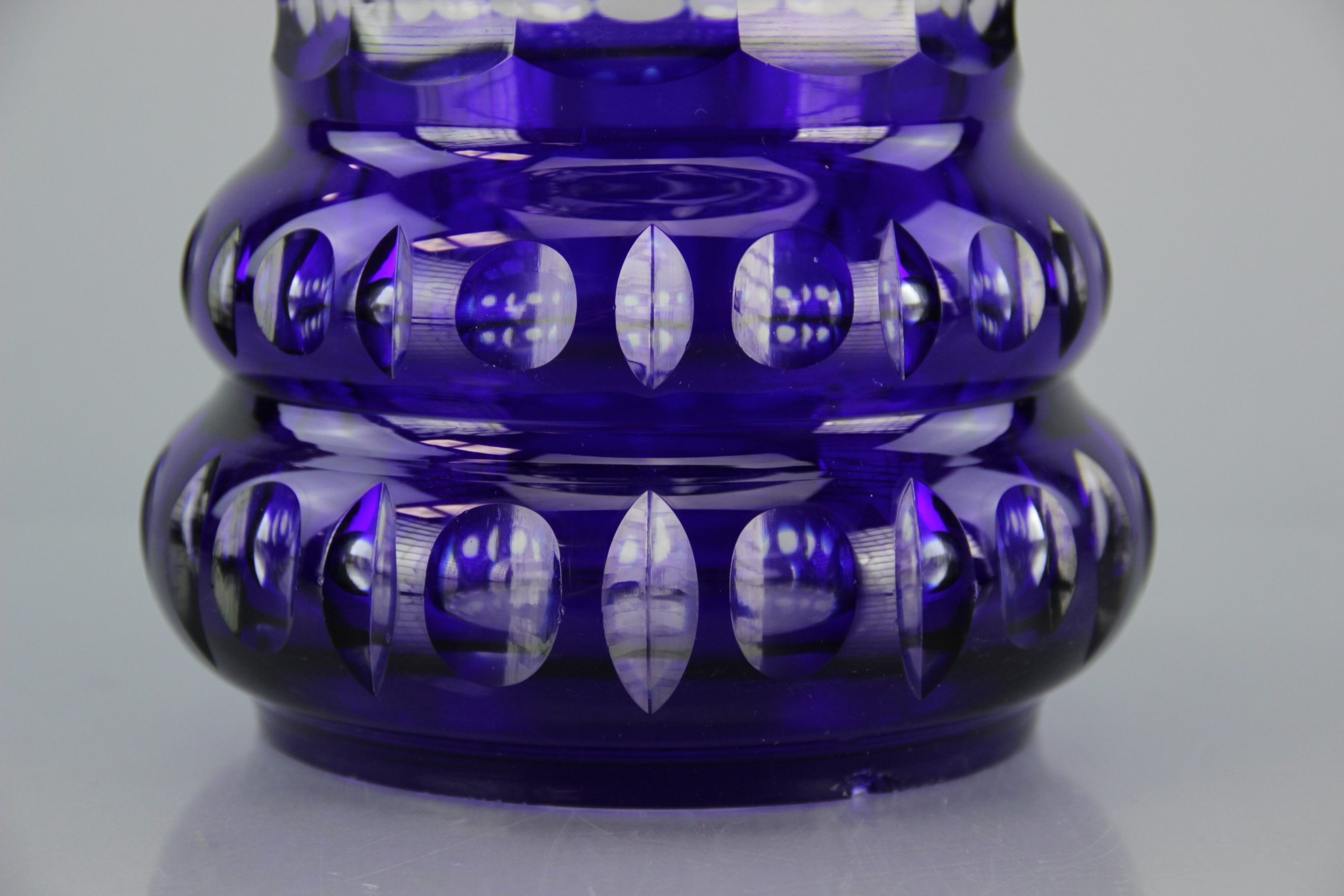 Blue Etched Glass Vase