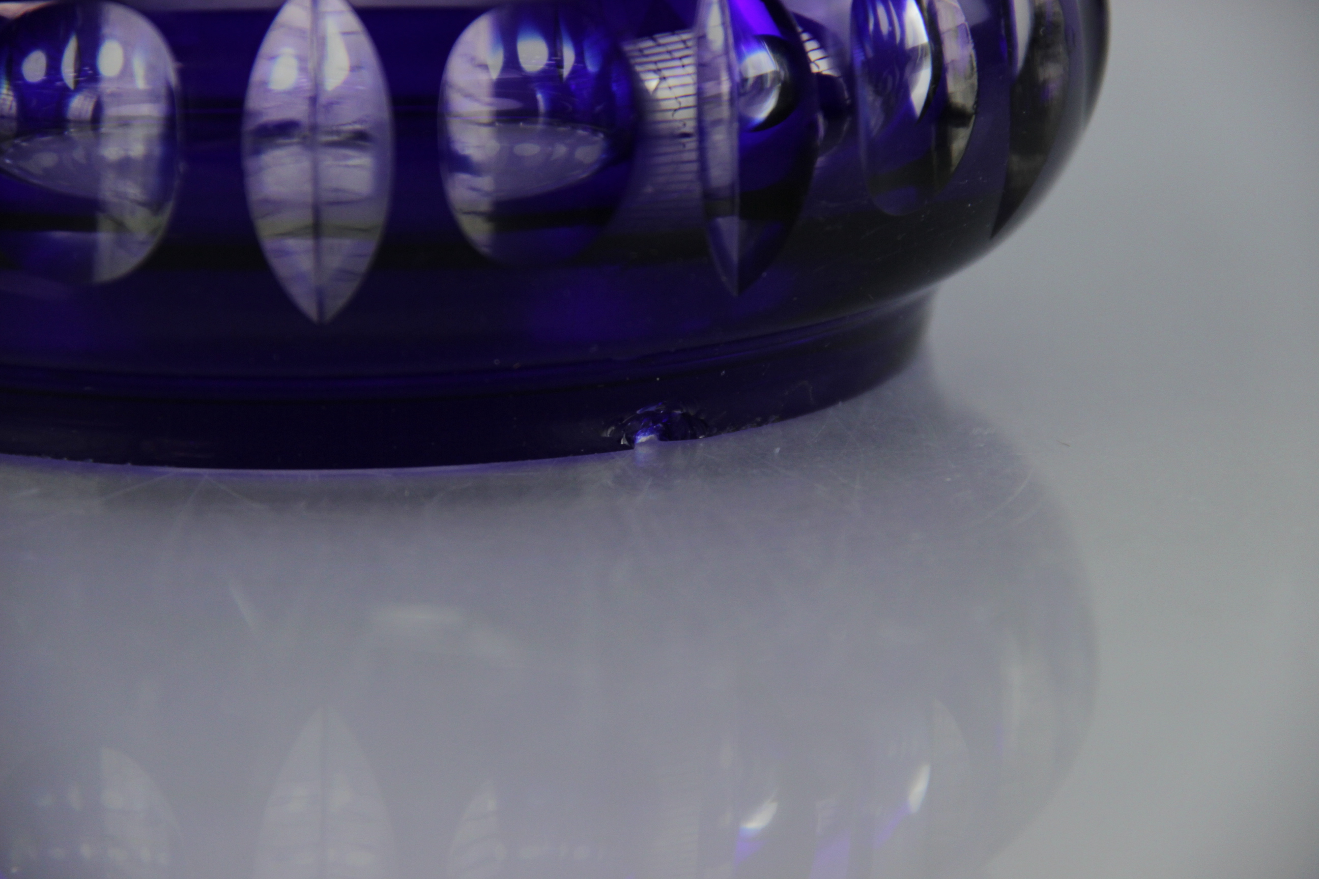 Blue Etched Glass Vase