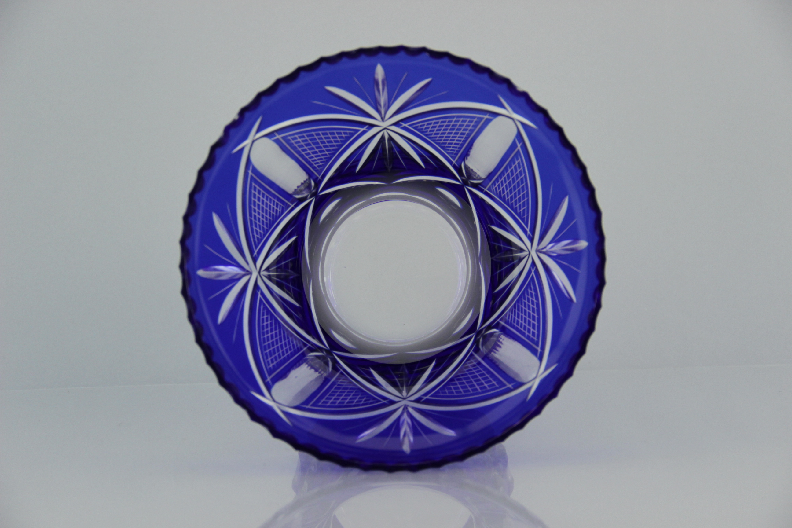 Blue Etched Glass Vase