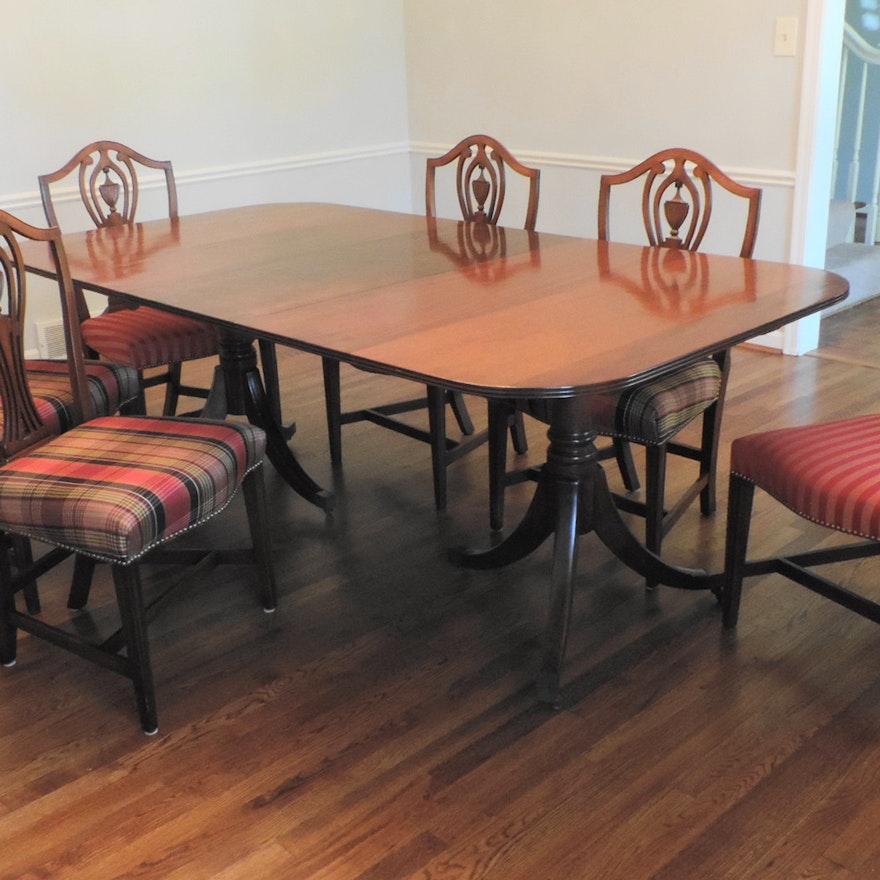 Duncan Phyfe Mahogany Dining Table and Six Chairs