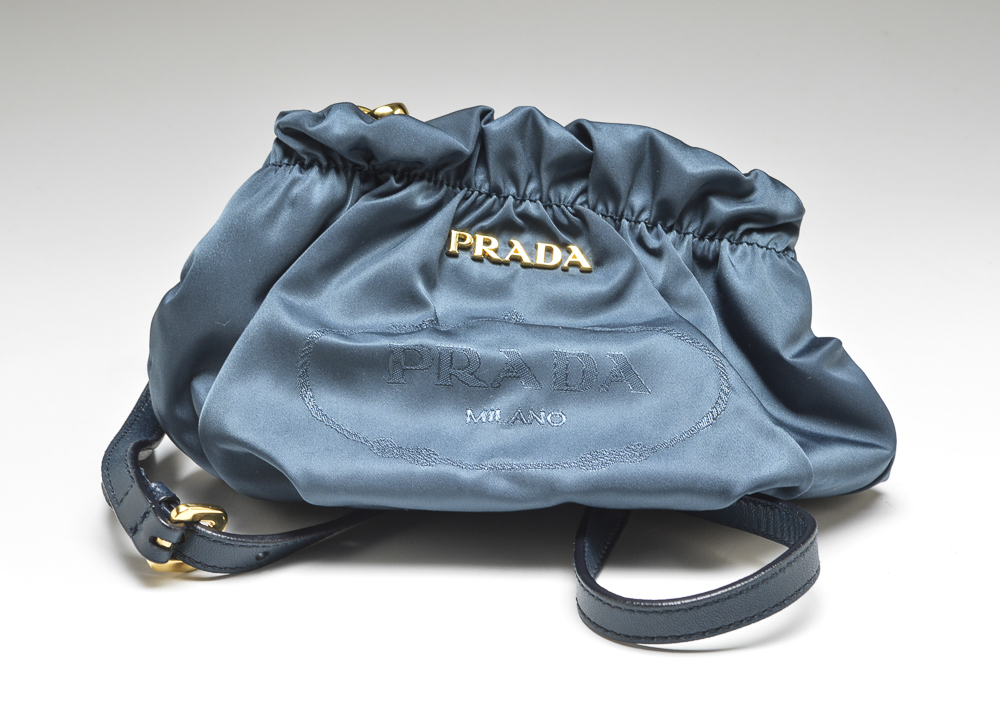Prada of Milano Designer Denim Nylon and Leather Cross Body Bag
