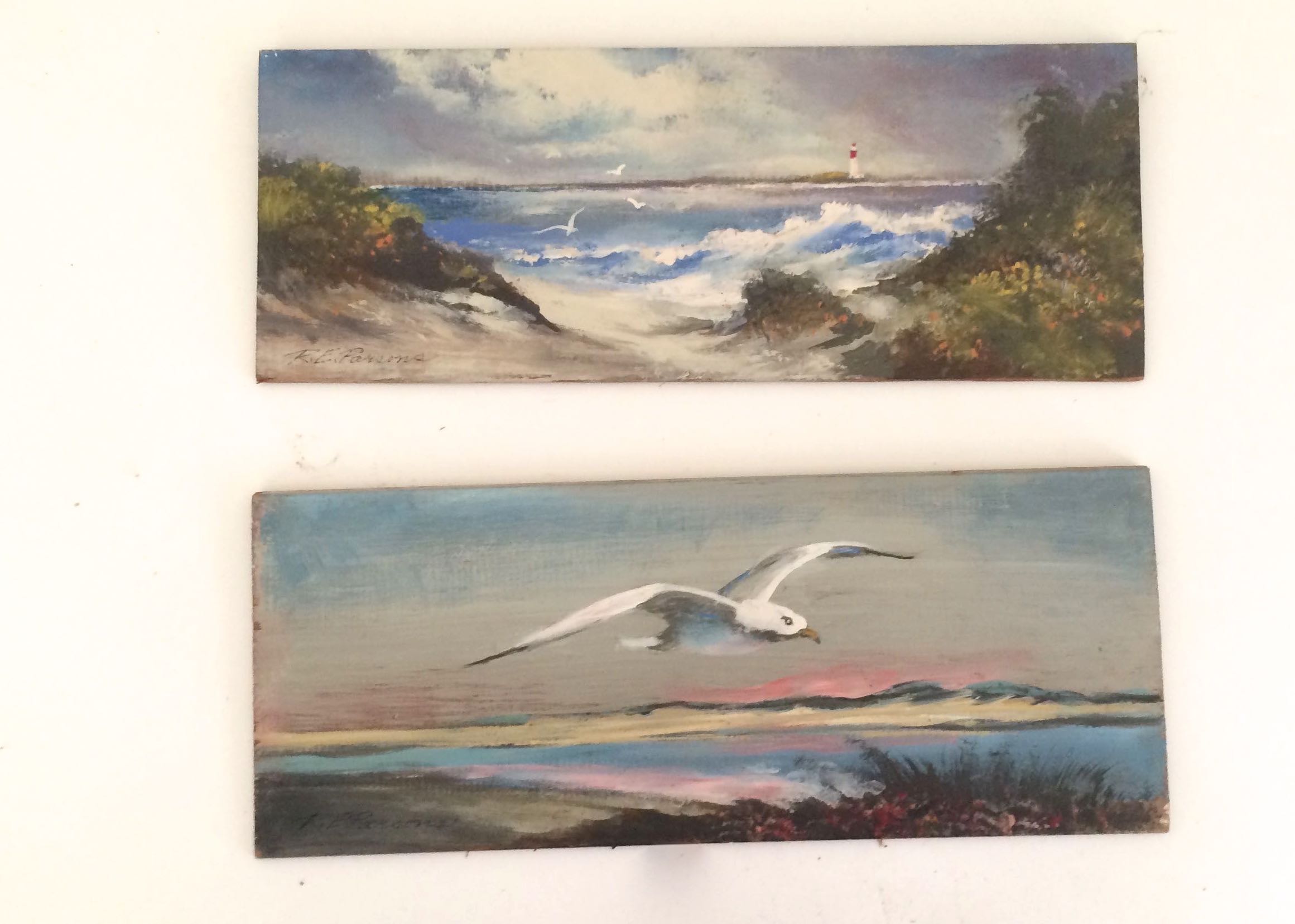 Set of Original Oil Paintings on Wood Planks by R E Parsons