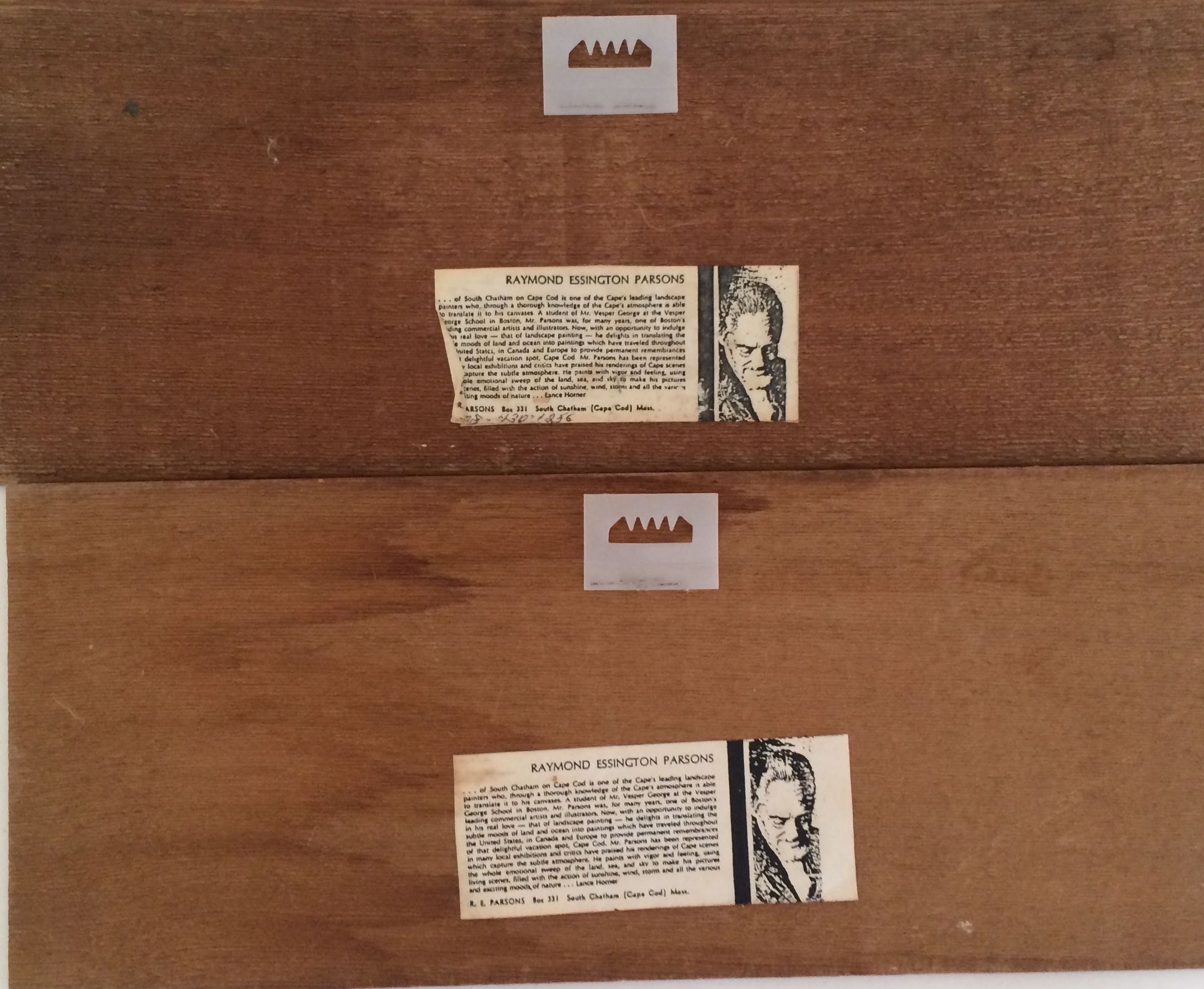 Set of Original Oil Paintings on Wood Planks by R E Parsons