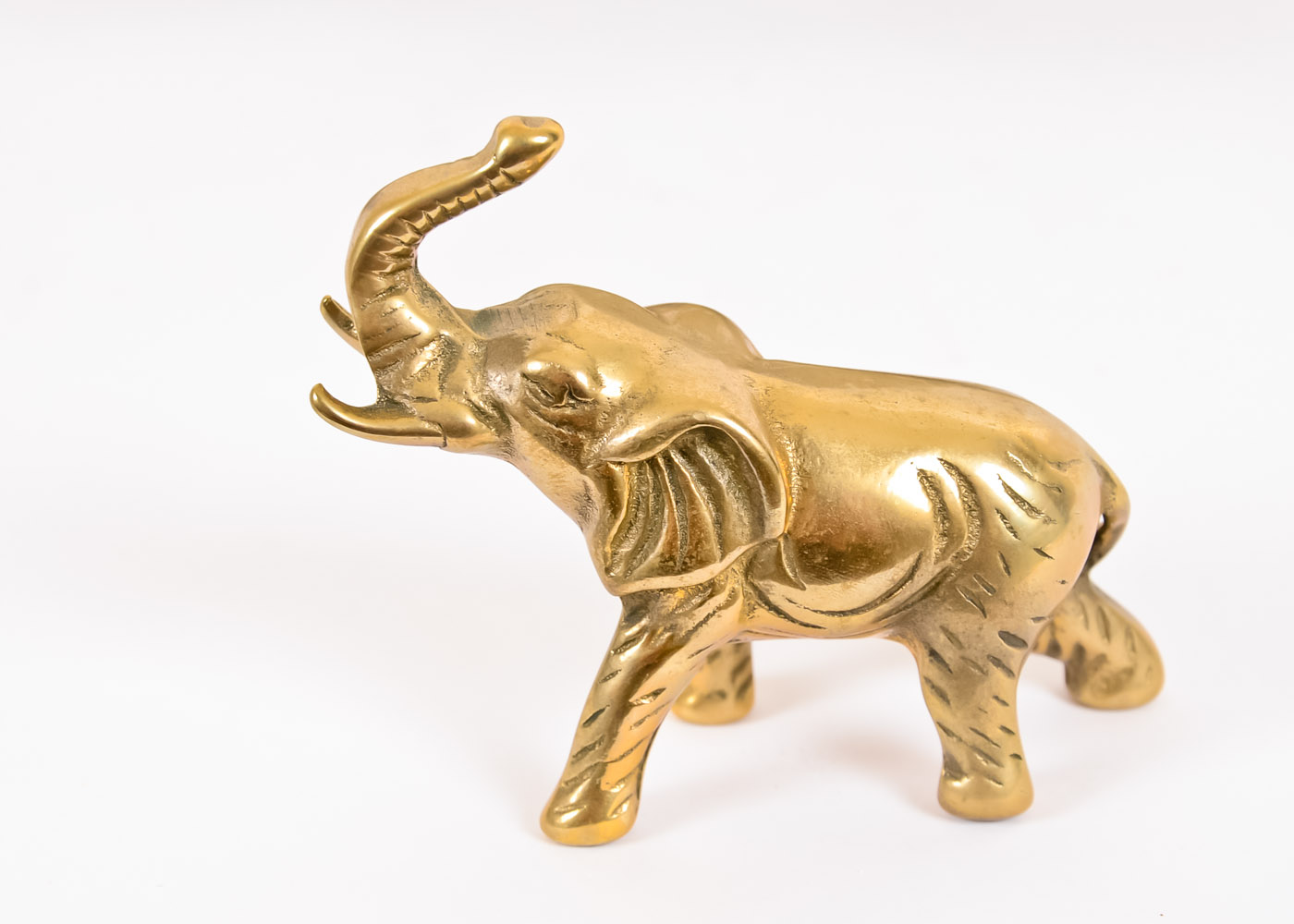 Collection of Brass Elephant Figurines and Place Card Holders