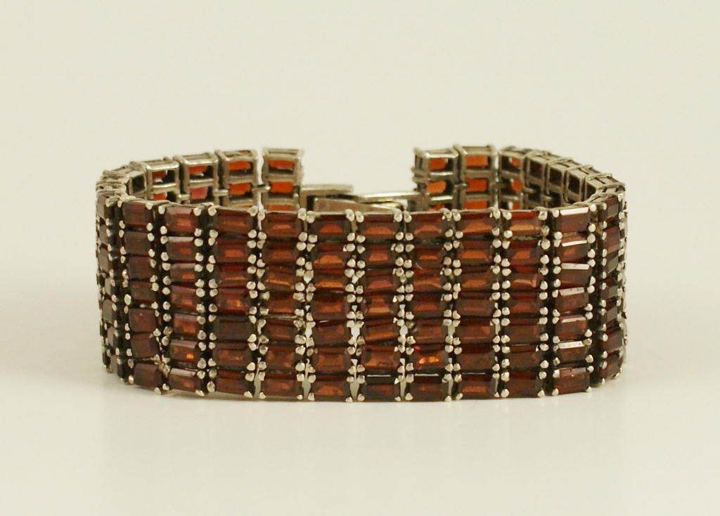 Sterling Silver and Garnet Bracelet