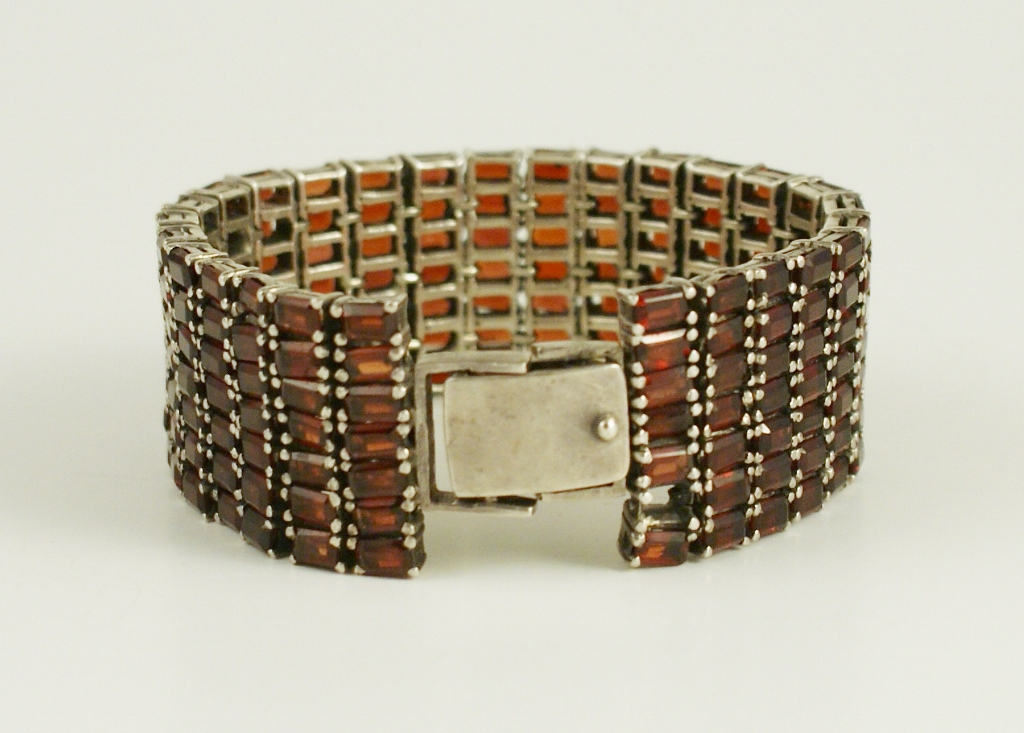 Sterling Silver and Garnet Bracelet