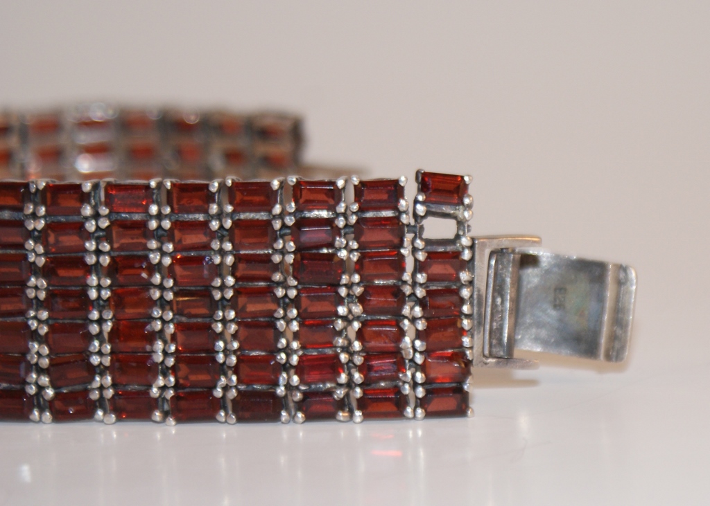 Sterling Silver and Garnet Bracelet