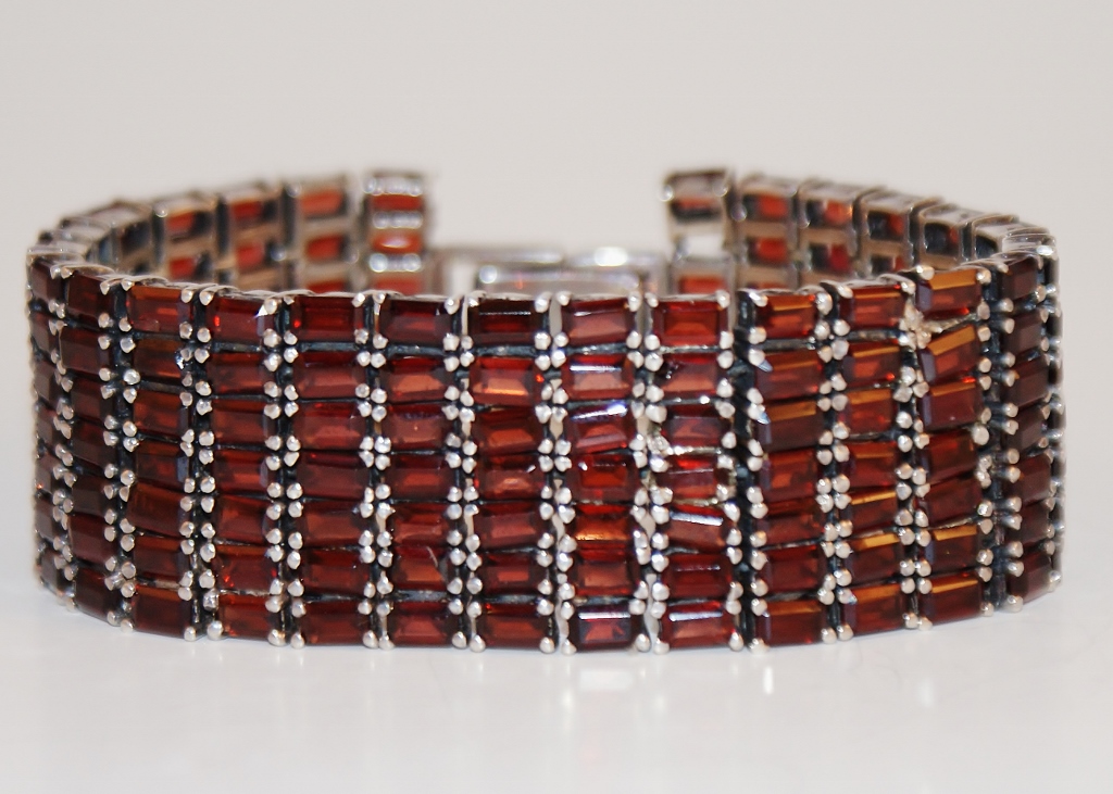 Sterling Silver and Garnet Bracelet