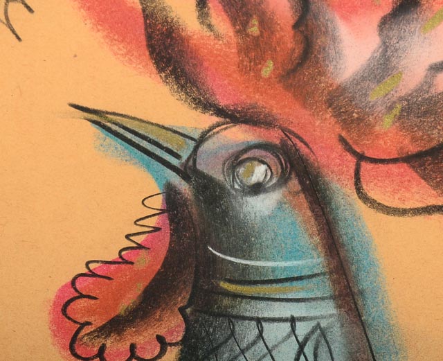 Signed Sascha Brastoff Chalk Pastel Drawing on Paper