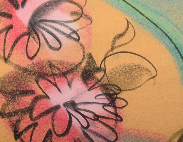 Signed Sascha Brastoff Chalk Pastel Drawing on Paper