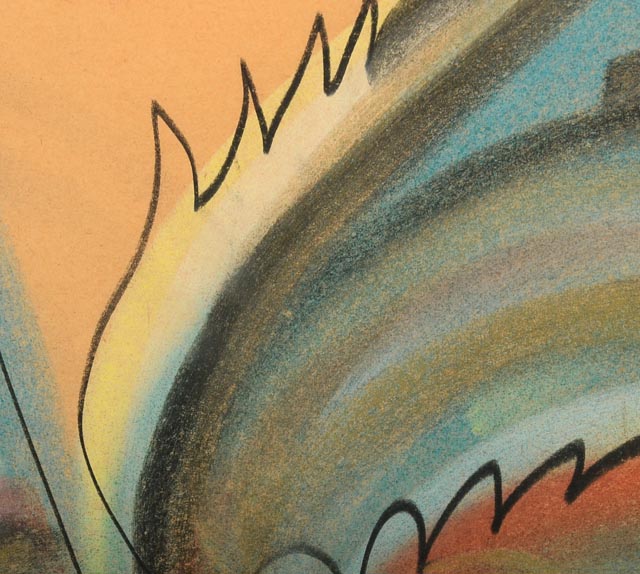 Signed Sascha Brastoff Chalk Pastel Drawing on Paper