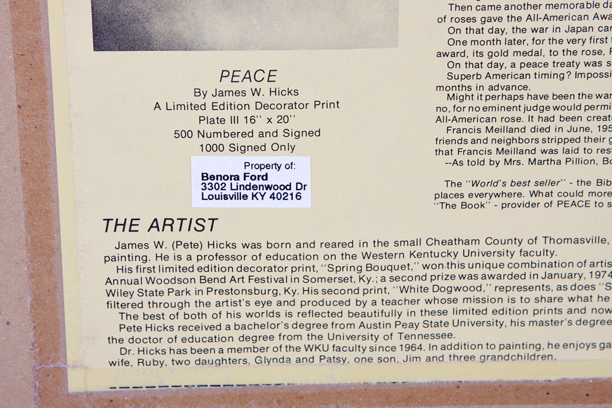 Two Framed James W. Hicks Offset Lithographs