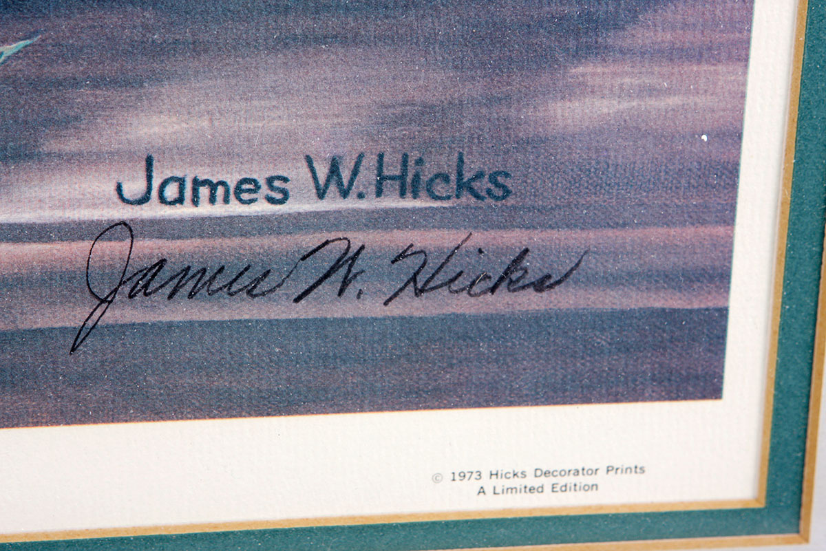 Two Framed James W. Hicks Offset Lithographs