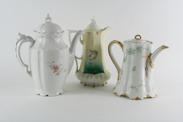 Trio of Hand Painted Tea Pots