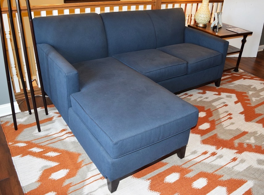 Rowe Furniture Navy Blue Sectional Sofa with Chaise