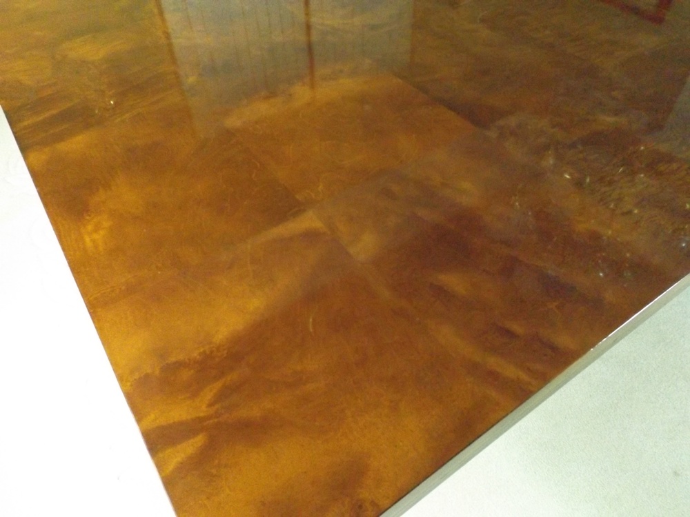 Modern 78" Wide Burl Walnut Top Dining Table with Art Deco Lines